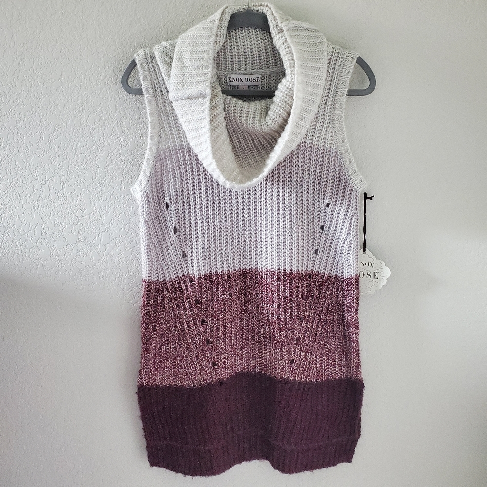 Knox Rose burgundy cowlneck cable knit sweater NWT - Picture 1 of 9